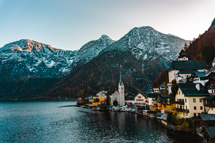 Classic viewpoint overlooking Hallstatt, Austria - one of the best day trips from Salzburg.