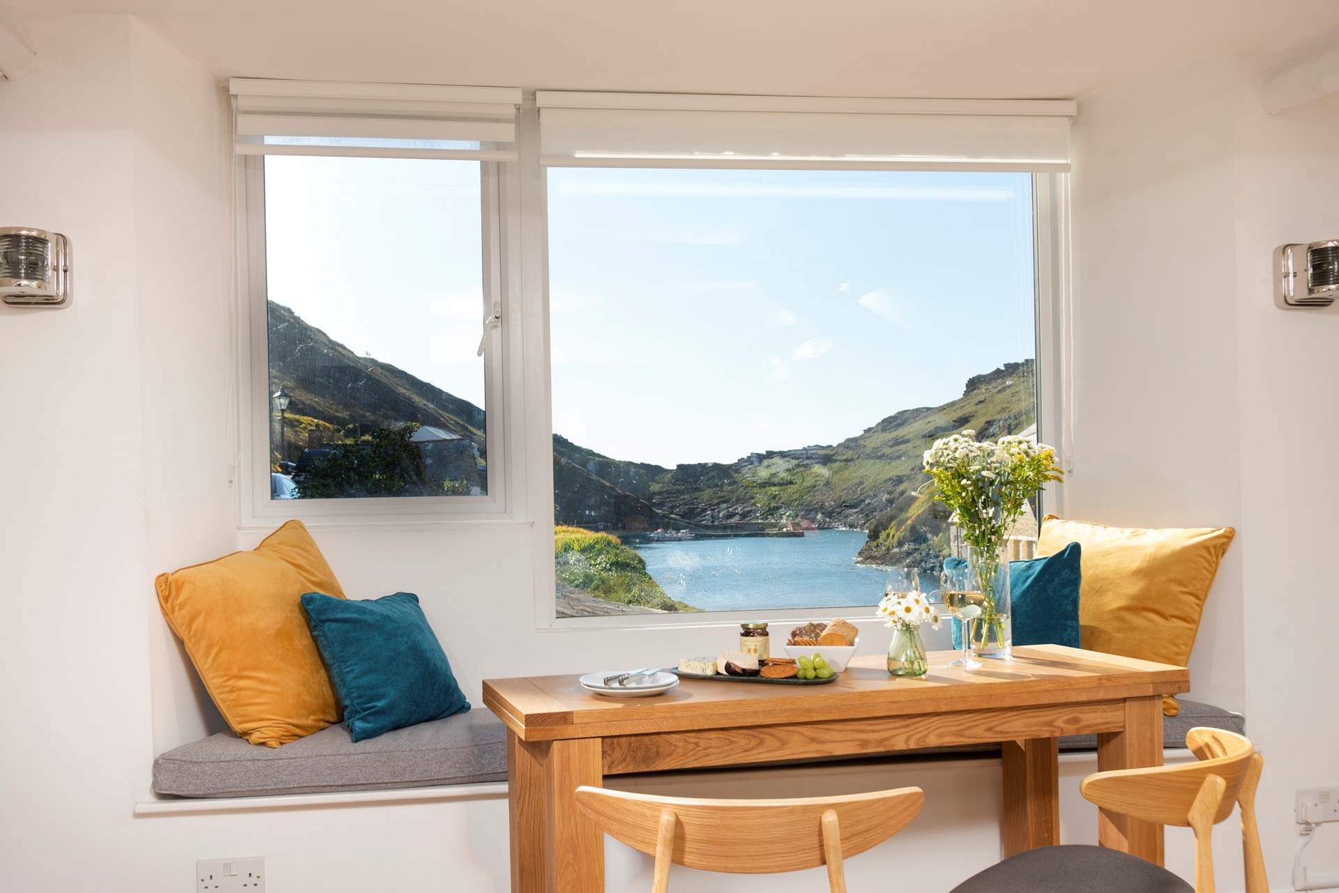 River views from dining table at Classic Cottage in Boscastle, Cornwall.
